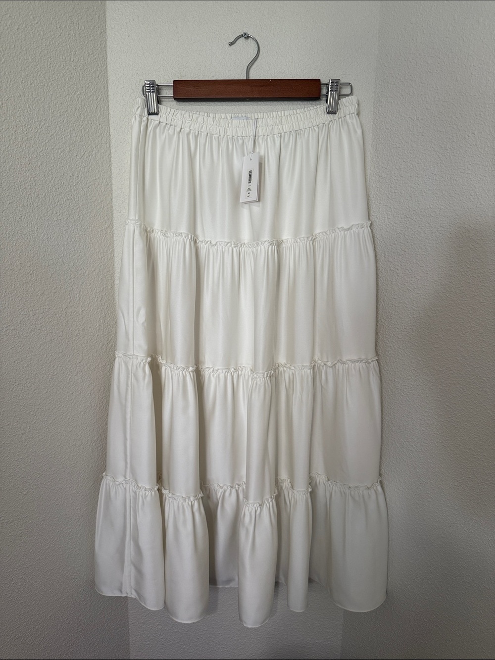 Aritzia Satin Ivory Tiered Skirt